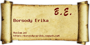 Borsody Erika névjegykártya